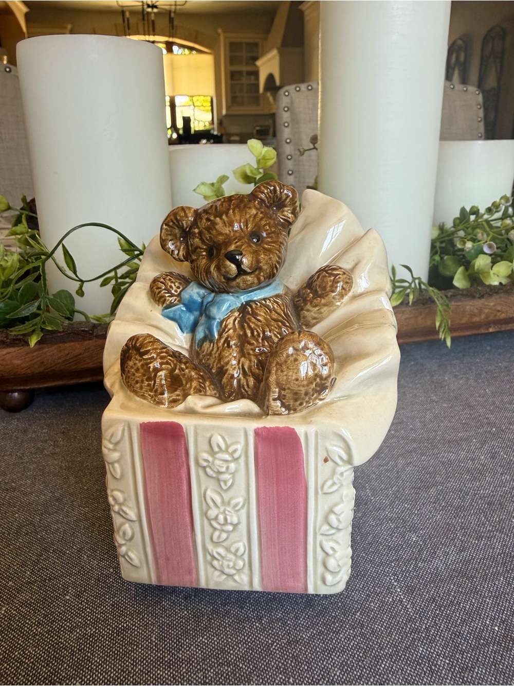 Vintage Otagiri Ceramic Collectible Rotating Teddy Bear Music Box